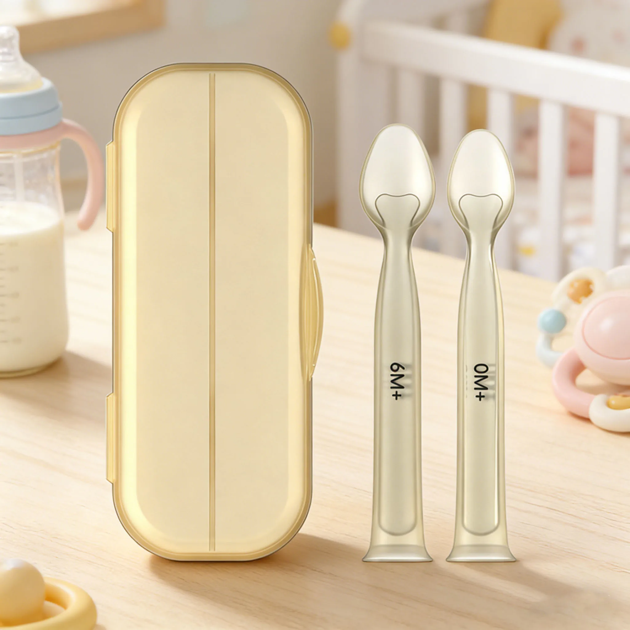 QX2D Versatile Infant Spoon for Purees and Solids Soft Silicone Head Gentle on Teeth Suction Cup Stability Easy Maintenance
