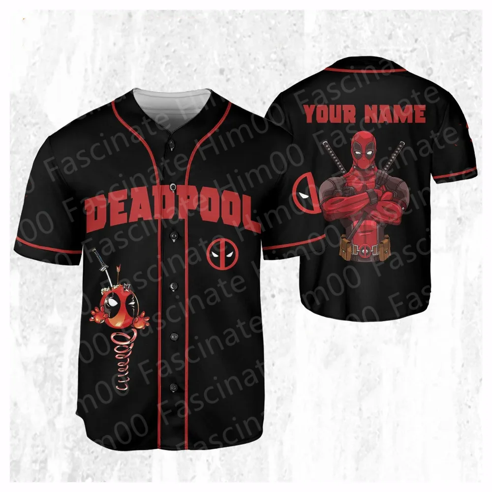 2024 New Deadpool and Wolverine Baseball Uniform Tshirt Children Summer Marvel Theme Party T shirt Boy Role Playing Clothing