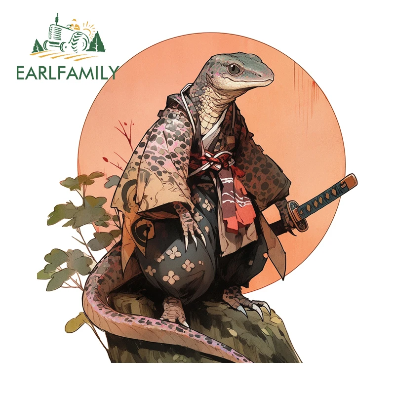 EARLFAMILY Samurai Lizard Car Stickers Japanese Vehicle Decal Occlusion Scratch Sunscreen Vinyl DIY All Types of Vehicles