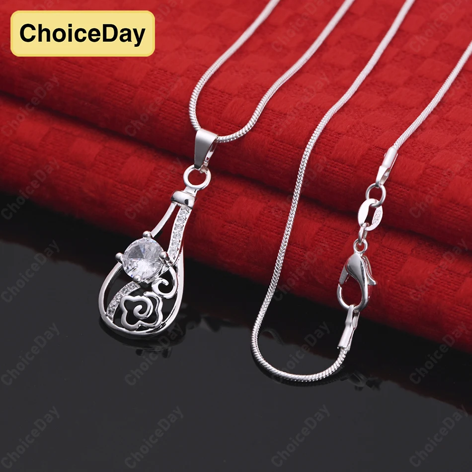 

ChoiceDay 925 sterling silver exquisite teardrop zircon pendant necklace fashionable wedding jewelry gift accessories