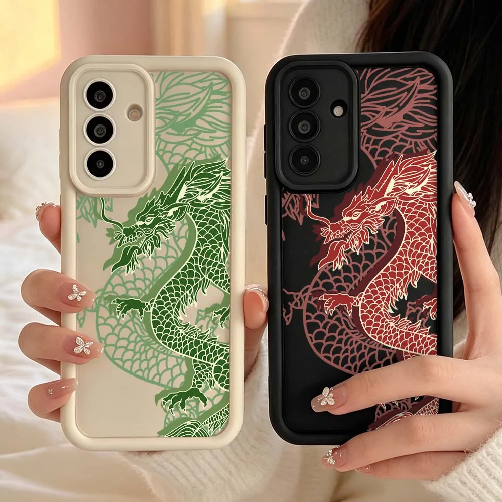 Cartoon Chinese Dragon Pattern Gift For Samsung Galaxy A04 M17 A57 A06 A07 A17 A26 A36 A14 A15 A16 Eye Ladder Phone Case