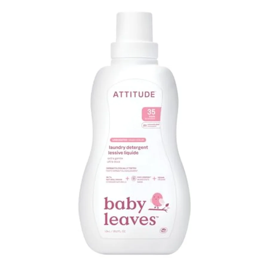 

ATTITUDE Baby Laundry Detergent, EWG Verified, Plant and Mineral-Based Formula, HE Compatible, Vegan Household Products, Unscen