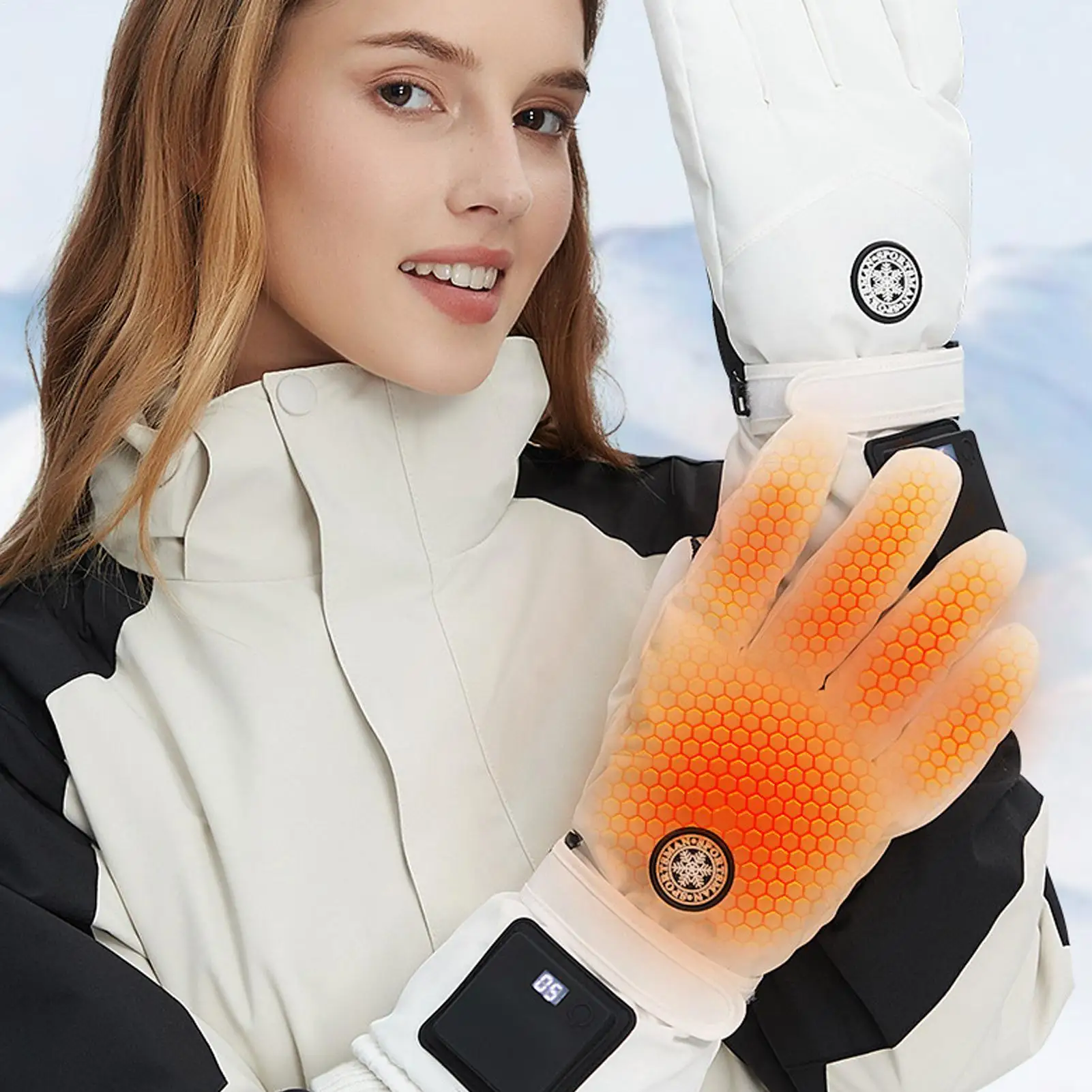 USB Rechargeable Heated Gloves, 3-Temp Waterproof Winter Electric Heat for Skiing, Motorcycling, Running, Fishing & Elderly