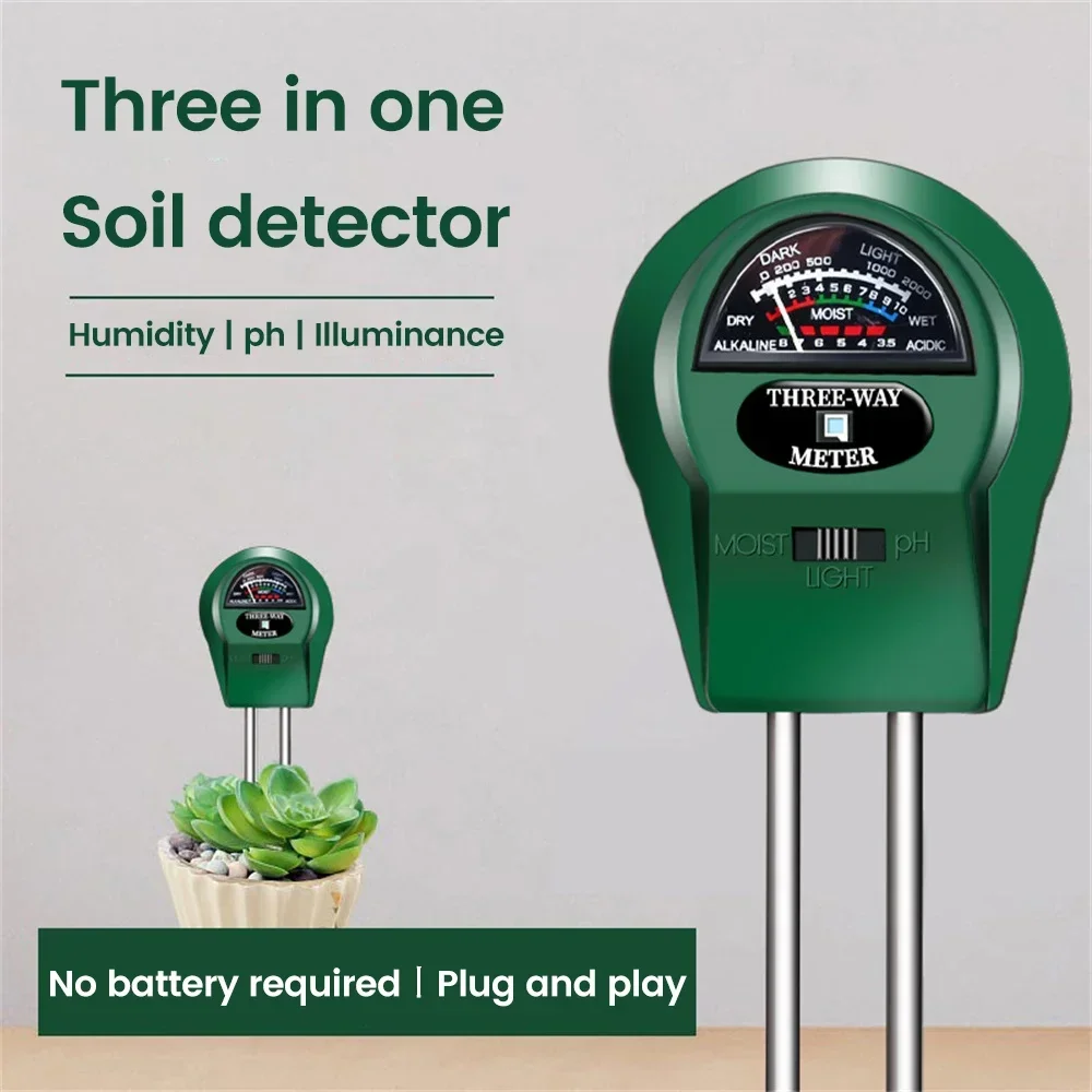 3 in 1 Soil Tester Moisture Sunlight PH Meter for Plants Flowers Garden Water Acidity Humidity Light Detection