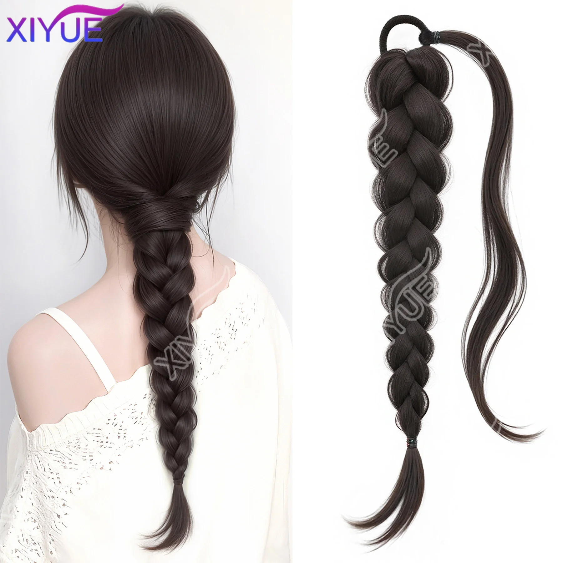 

Синтетическая коса-шиньон XIYUE для женщин, на резинке, в стиле «ленивый шиньон», длинная, низкая коса, накладной хвост
