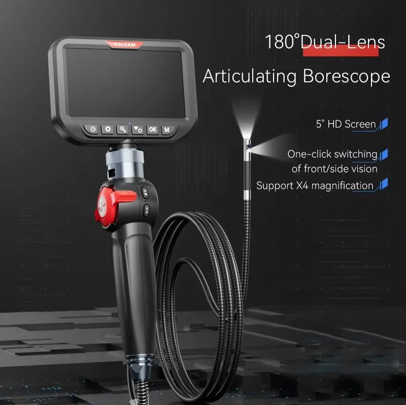 Ralcam Two-Way Articulating Borescope for Mechanic Automotive HVAC Wall