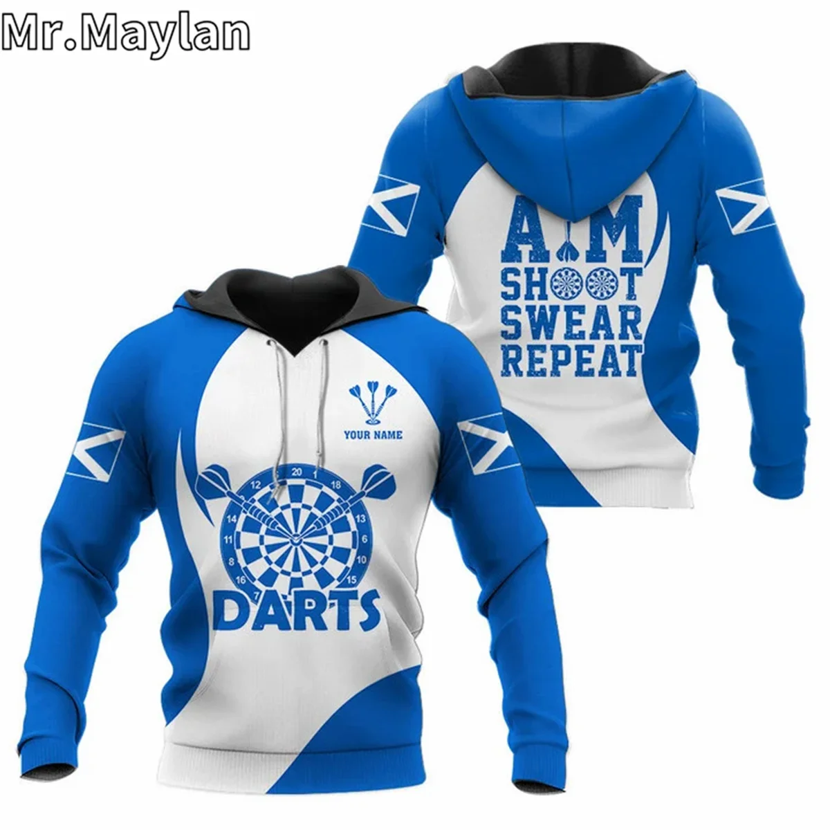 Aim Shoot Swear Repeat Scotland Darts 3D Personalized Jacket Men/Women Hoodie Casual Sports Streetwear Pullover Sudadera Hombre