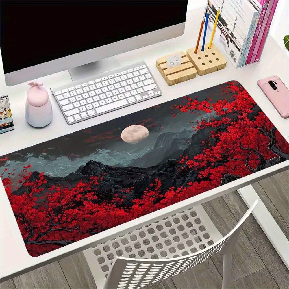 Dark Moon and Sakura Design Large Size Non-slip Rubber Mouse pad XXL Computer Gaming accessories Keyboard Desktop Decoration Mat