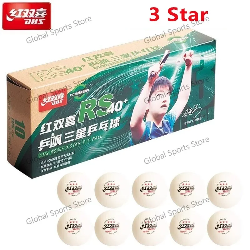 Original DHS Table Tennis Balls 10Pcs Box New Material RS40+ Pingpong Ball 2025 WTT Competition 1/2/3 Stars Table Tennis Balls