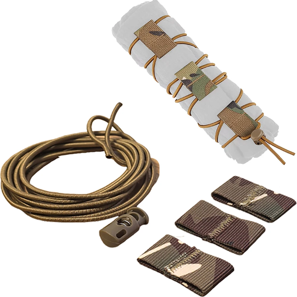 Sangle élastique tactique avec cordon de retenue et attache sécurisée pour drapeau Old Glory, compatible avec système Molle