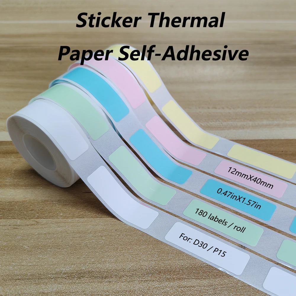 540 Sheets/3 Rolls 12X40mm Thermal Label Paper Compatible with Phomemo D30P15/P12/Label Paper 1/2 'X 1 1/2', 180 Labels/Roll