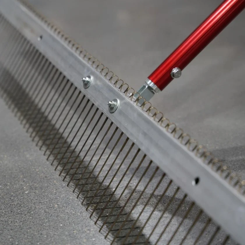 AMF tools industrial grade concrete finishing tool steel groover rake flat wire texture broom