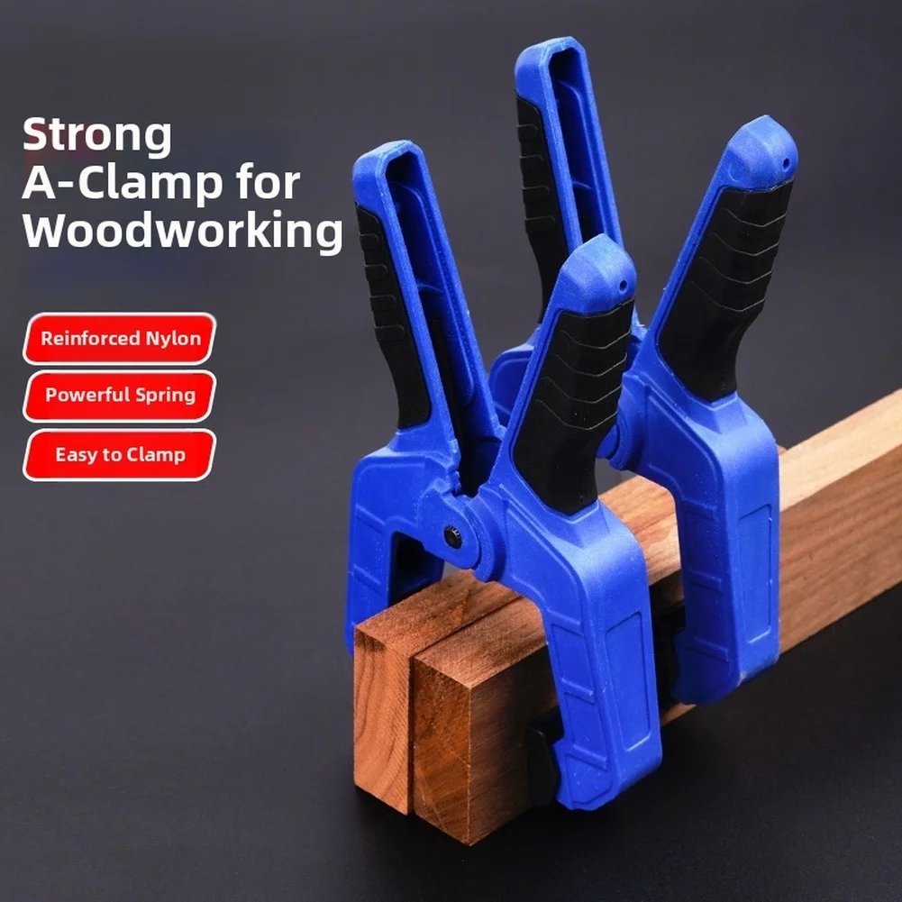 4PCS A-Shape Woodworking Clamp with Nylon Body Spring-Activated for Quick Release and Non-Slip Rubber Pads for Stable