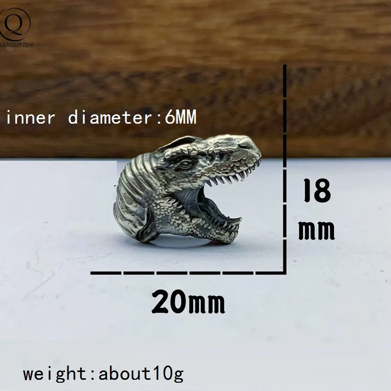 2022 Jurassic Tyrannosaurus  Brass Knife Bead Jewelry DIY Paracord Hangings Accessories Animal EDC Outdoor Tool Lanyard Pendants