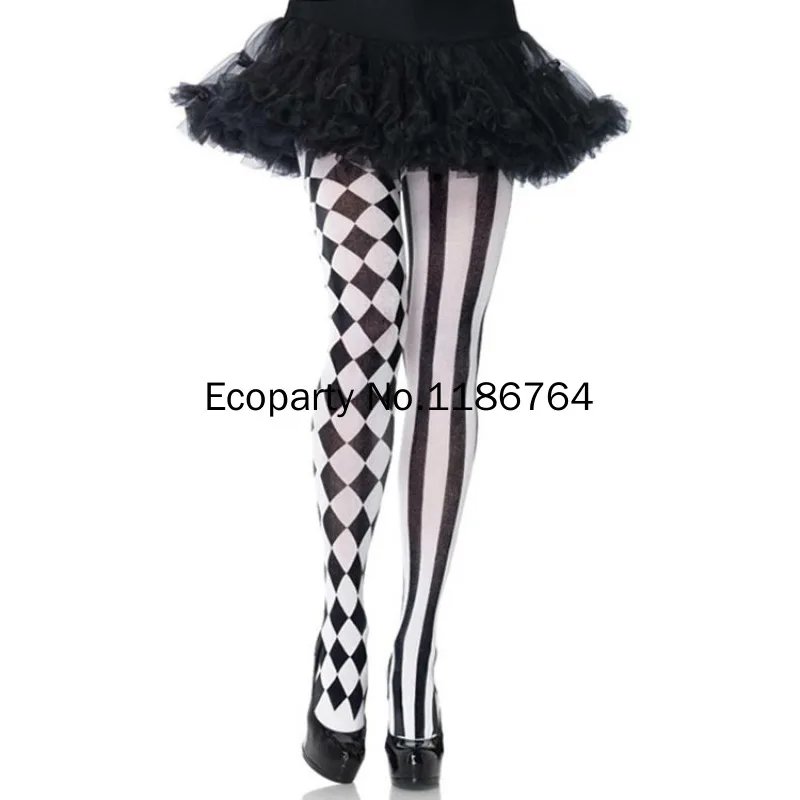 Womens Halloween Stockings Party Cosplay Striped Elastic Pantyhose Autumn Xmas Club Clown Stockings Sexy Gothic Punk Tights