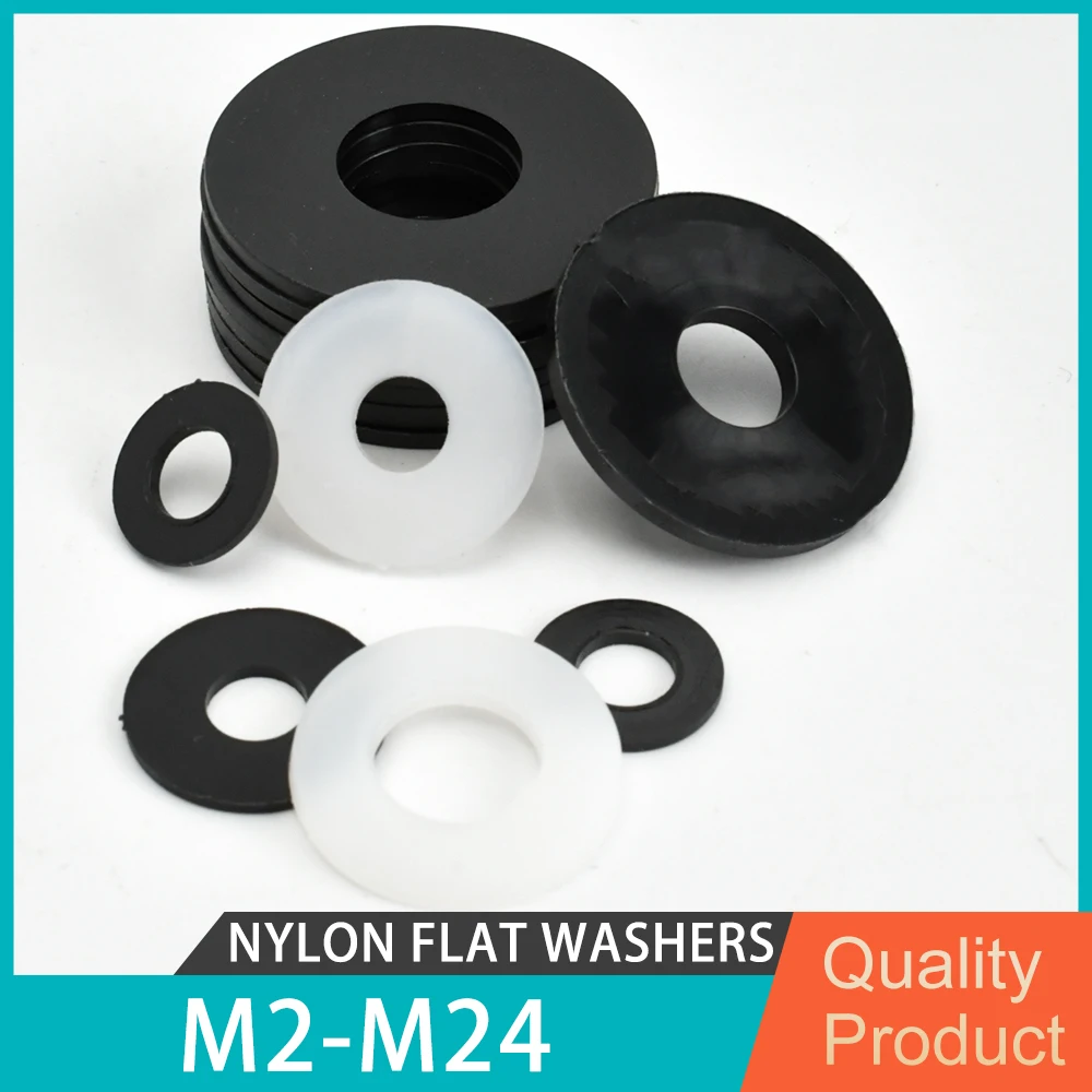 White Black Plastic Nylon Flat Washer M2 M2.5 M3 M4 M5 M6 M8 M10 M12 M14 M16 M18 M20 M22 M24 Plane Spacer Insulation Gasket Ring