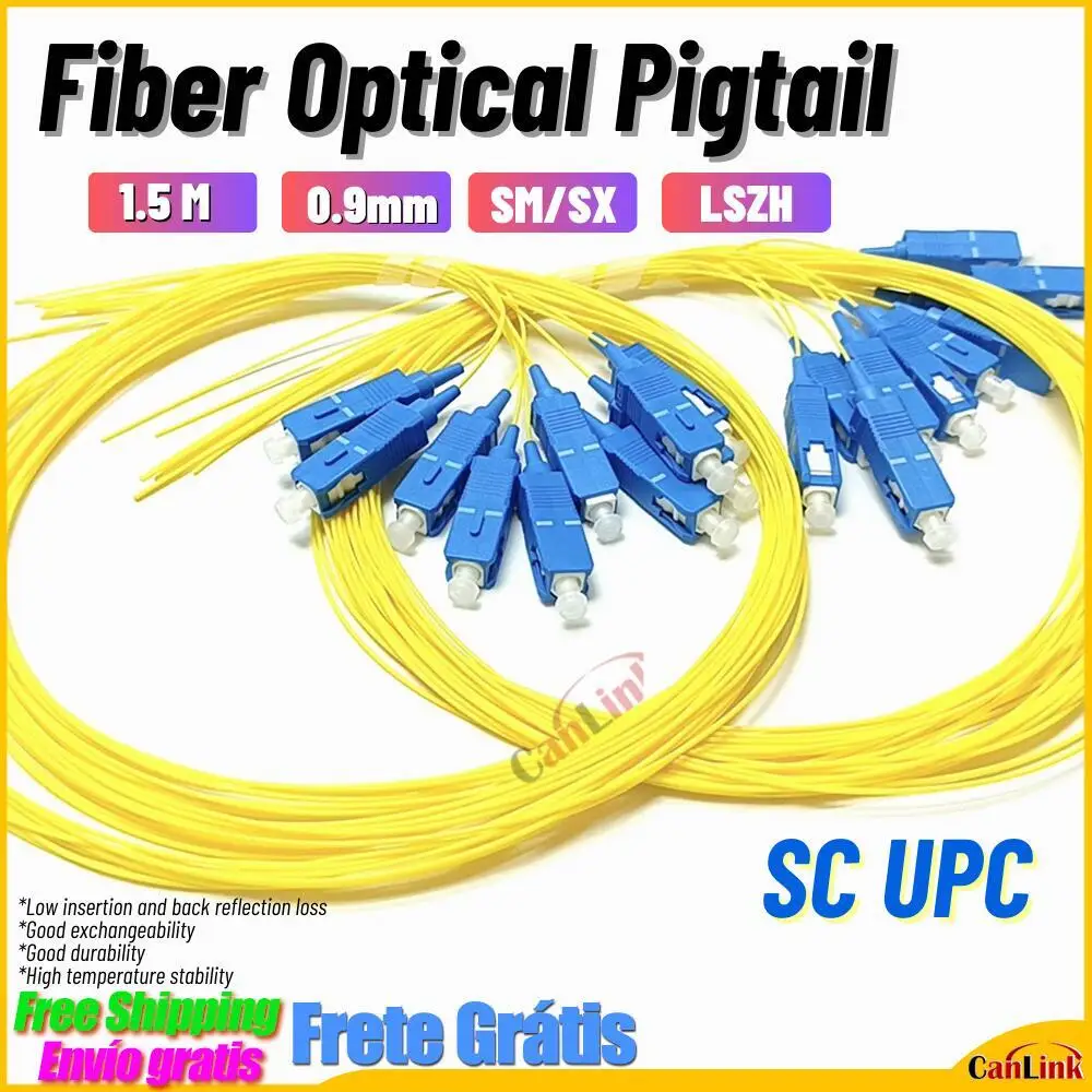 SC/UPC Fibra Optica Simplex 9/125 Single Mode Fiber Optic Pigtail, 0.9 Mm LSZH Outer Jacket 1.5M FTTH