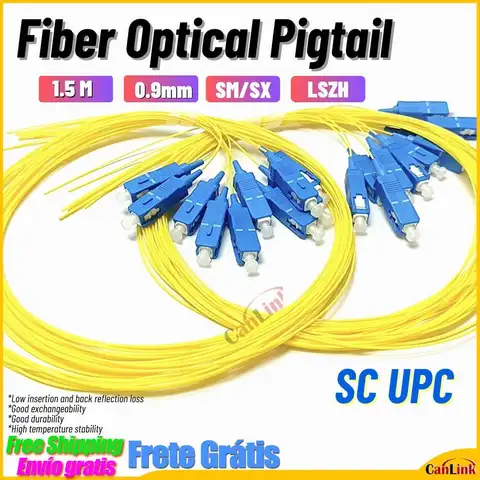 SC/UPC 광섬유 심플렉스 9/125 단일 모드 광섬유 피그테일, 0.9mm LSZH 외부 재킷, 1.5M FTTH