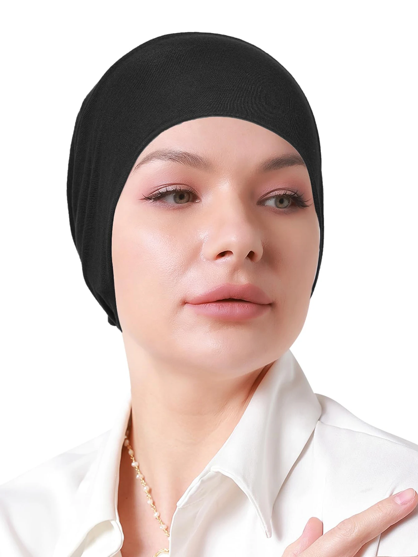 Double Layer Modal Satin Hijab Cap Muslim Turban Bandana Islam Undercap with Tie Bonnet Instant Hijabs for Women Turkish Scarves