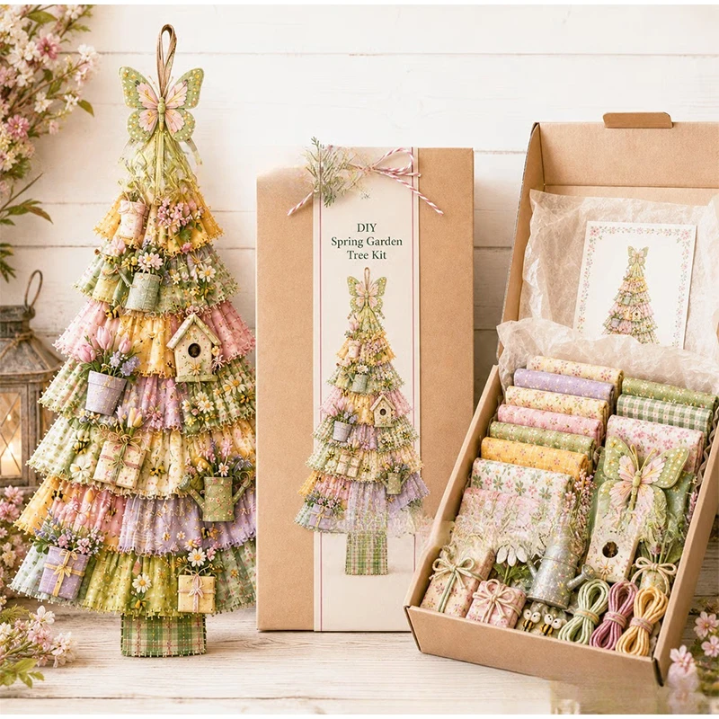 パッチワーククリスマスツリーキット。diyで作れる、海岸風のクリスマスオーナメント。壁掛け飾りや縫製材料のセット。ホリデーシーズンのホームデコレーションに。手作りの工芸品。