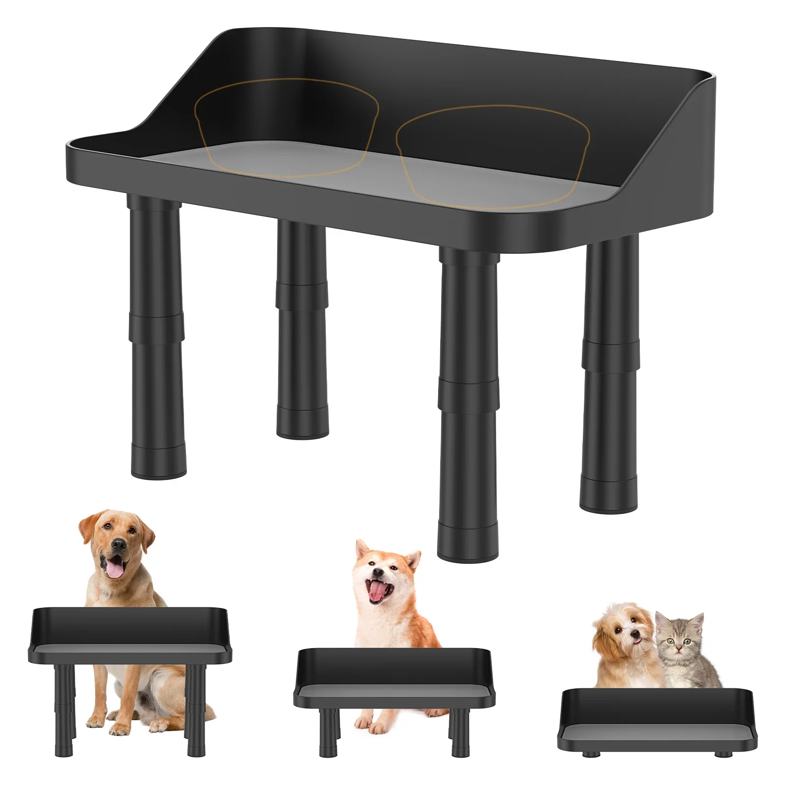 

Elevated Dog Feeder Bowls Adjustable Raised Pet Feeding Station with Splash Guard for Small Medium Large Dogs