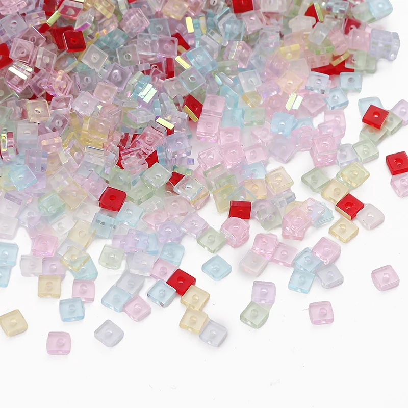 

50Pcs 1x3mm Multi Color Flat Square Shaped Glass Crystal Beads To Make Bracelet Necklace Handmade Jewelry Making Diy Accessories