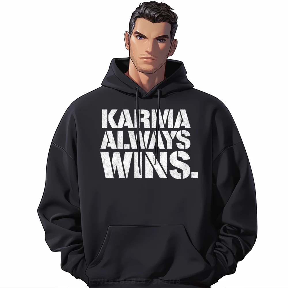 

Round Collar Artbitzfunny Karma Always Wins Inspirational Mens Hoodies Print Long Sleeve Graphic Casual Sweatshirt