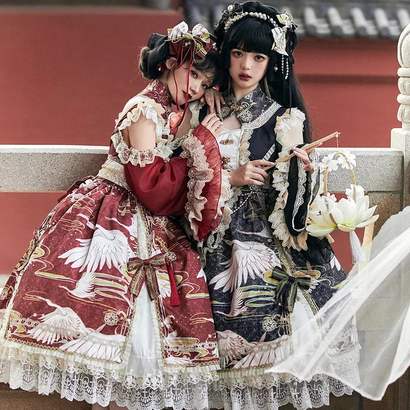 

Original Lolita Chinese Vintage Wind Crane Gorgeous sweet cute ON Lolita dress