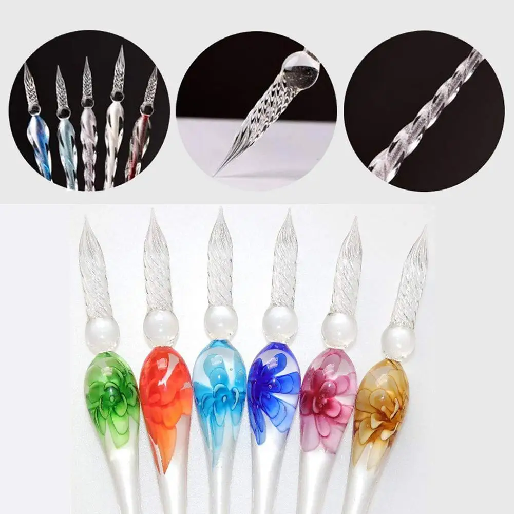 Dip Pen Floral Vintage Glass Dip Signature Fountain Pen Ink Writing Tool Stationery Gift 글라스펜 перо калиграфческое 딥펜