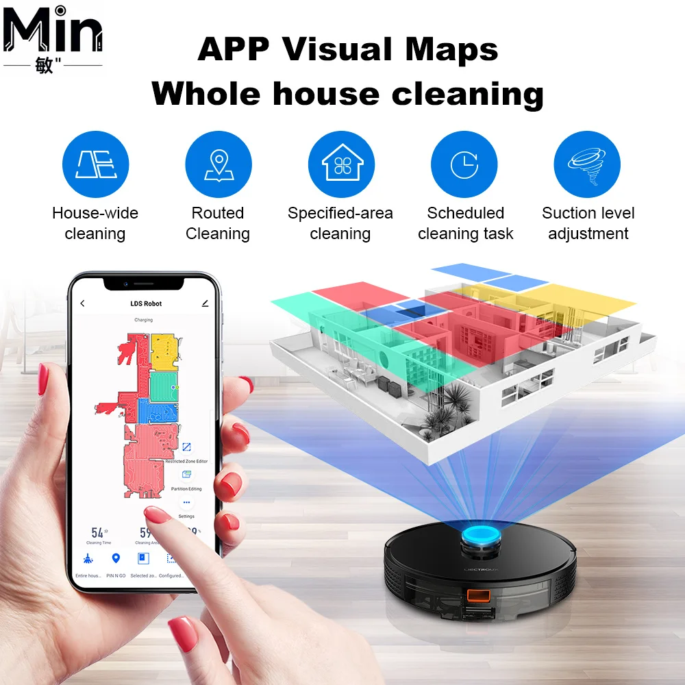 LILIN X6 6500Pa Robot Vacuum Cleaner With Wet Dry Mopping Multi Floor Map Zone Cleaning APP Control Restricted Area Smart Home