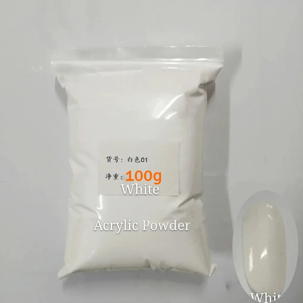 100 gr/beutel Feste Acryl Pulver Weiß Klar Rosa Pulver Acryl Nude Nagel Pulver Tauch Pulver Pigment für Nagel Carving Verlängerung – Detail 4