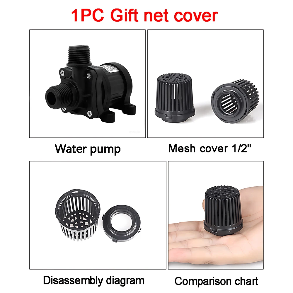 Piccola pompa di circolazione di raffreddamento ad acqua per impianti idraulici silenziosi DC12/24V G1/2 "Motore brushless Pompa ad acqua Pompa sommergibile Idroponica IP68