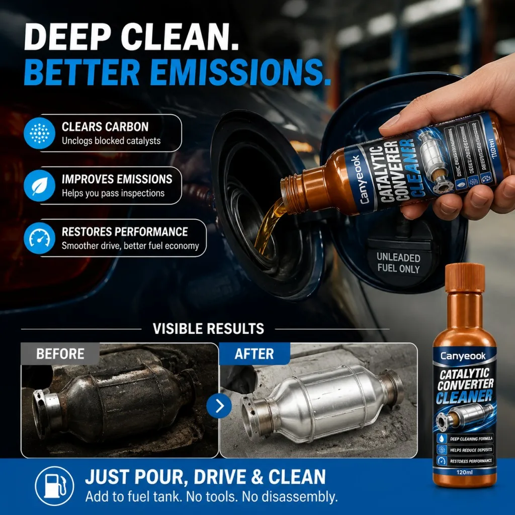 CANYEOOK Catalytic Converter Cleaner Unclog Blockage Remove Deposits Reduce Harmful Emissions Pass Vehicle Test，120ml