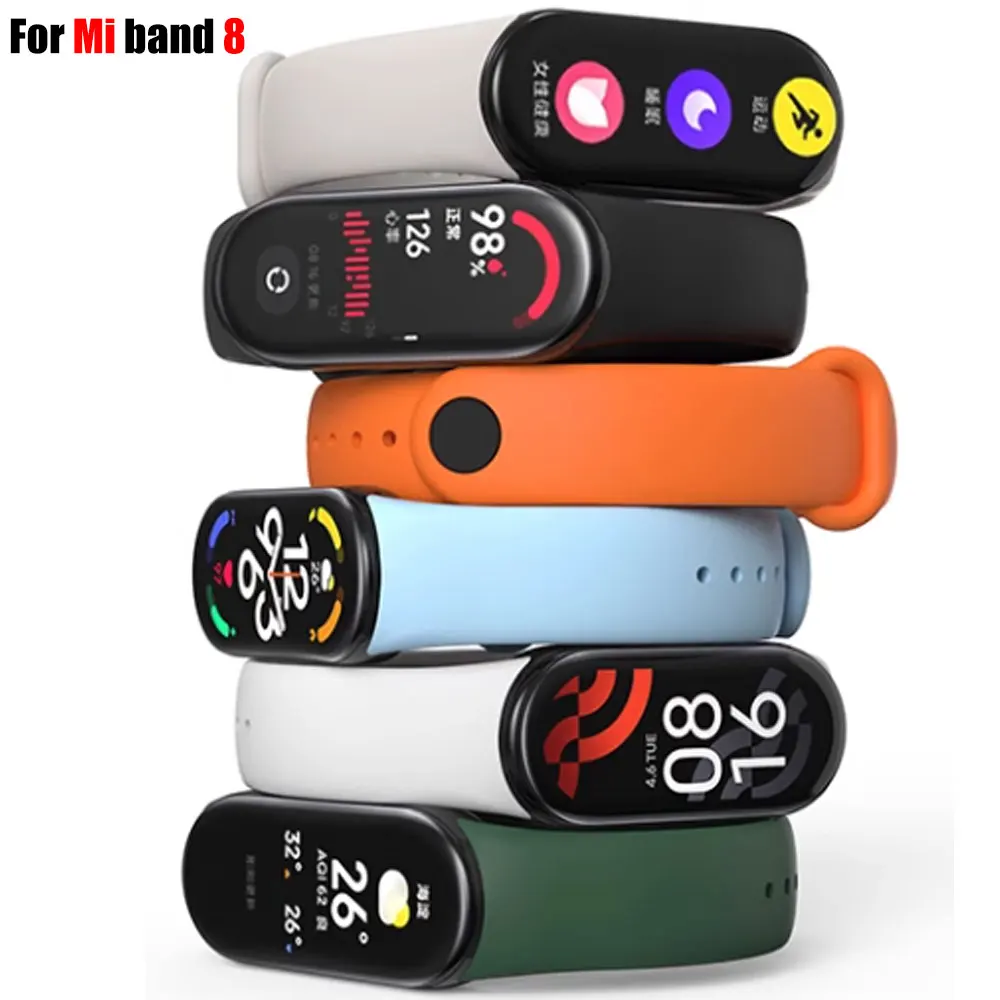 Sport Strap For Xiaomi Mi band 8-8 NFC Belt Replacement miband8 silicone Bracelet smart band 8 waterproof Watchbands Accessories