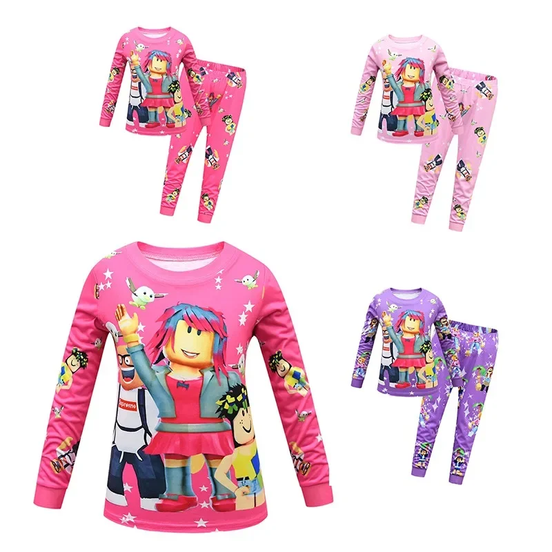 Roblox Cartoon Game Children's Clothing Sets Boys Sleepwear Clothes Kids Pajamas Set Baby Girls Cotton Pijamas Christmas Gifts