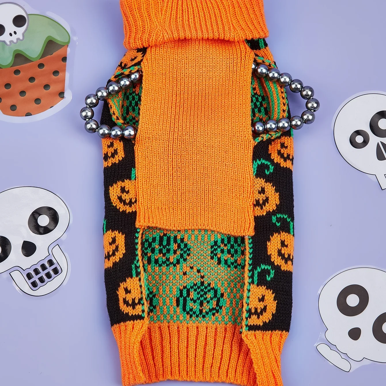 Halloween Dog Sweater Pumpkin Pet Turtleneck Sweater  Dog Knitwear Warm Cat Sweatershirt