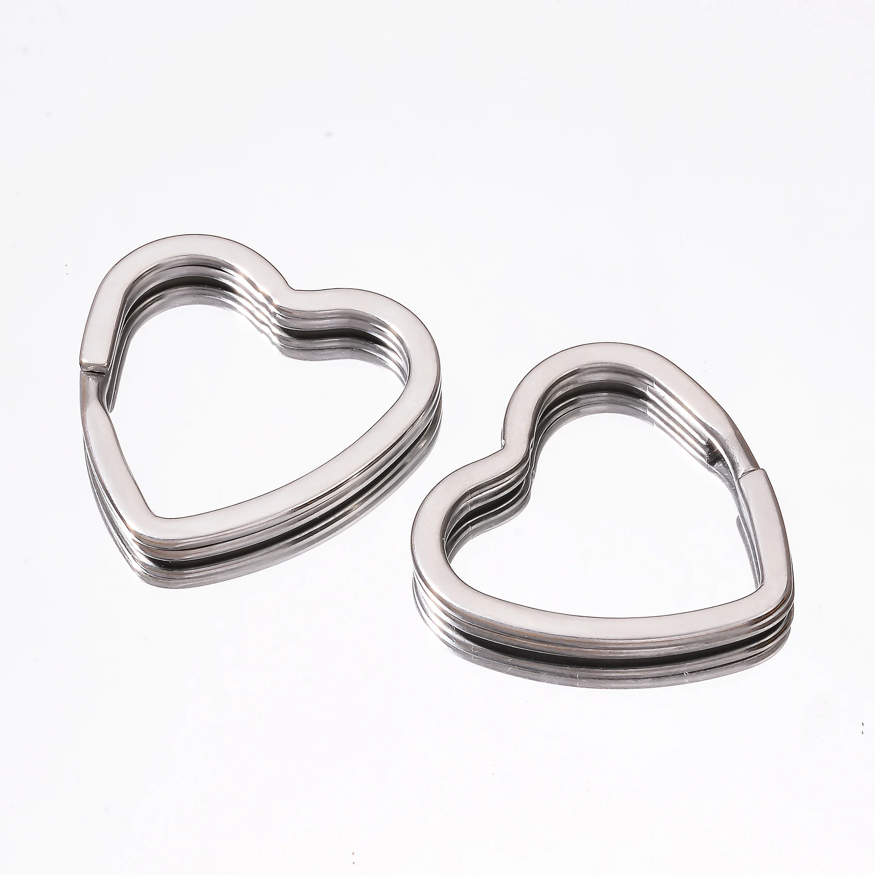 10 Stück/Lot Herzförmiger Schlüsselring aus Edelstahl, spiegelpoliert, Schlüsselhalter, geteilter Ring, DIY-Schlüsselanhänger – Detail 4
