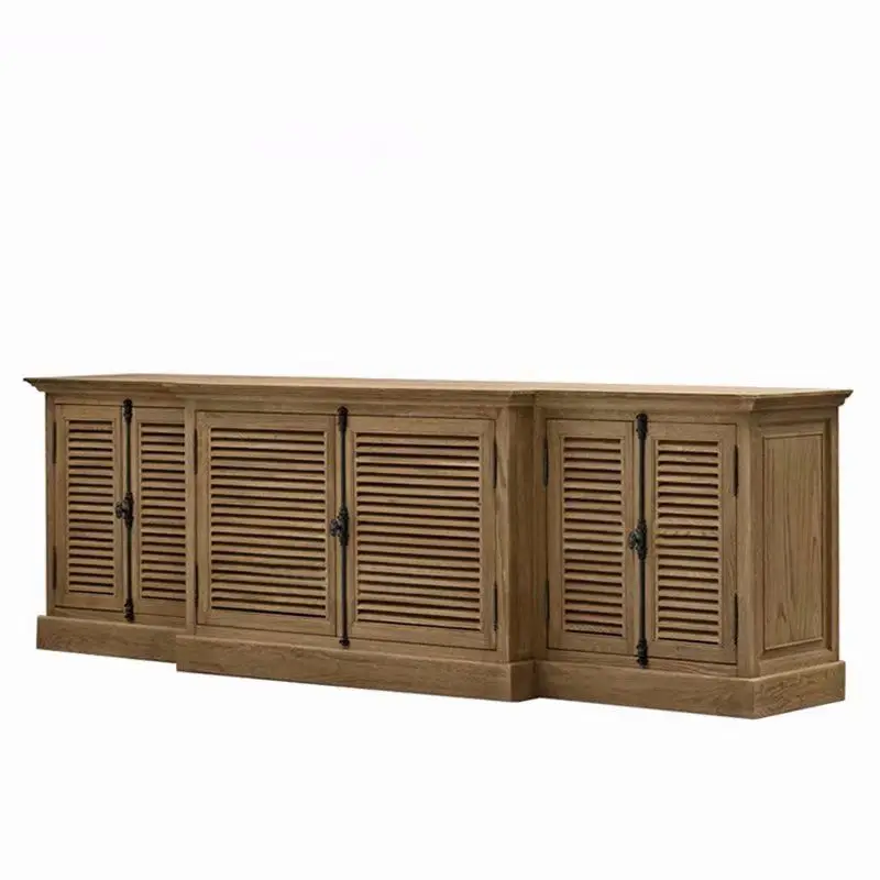 Furniture Custom French Living Room Shutter Door With World Lock Oak TV Stand