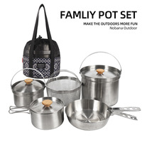 NOBANA Newest Outdoor Stainless Steel Pot Set Camping Family Pot Set 5L Portable Picnic Soup Pot Frying Steaming Household Pot
