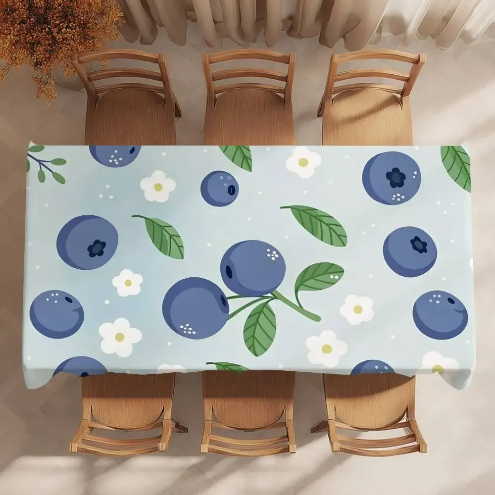 Blueberry Fruit Blue Table Cloth Party Decor Dining Room Home Kitchen Patios Waterproof Stain-Proof Table Cloth