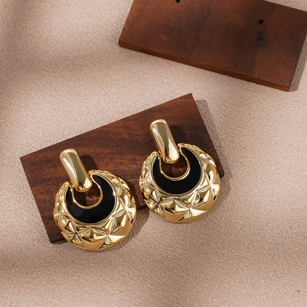 Fashion Design Hollow Individuality Trendy Earrings 18k Gold Plated Waterproof And Colorfast Jewelry 2024 New