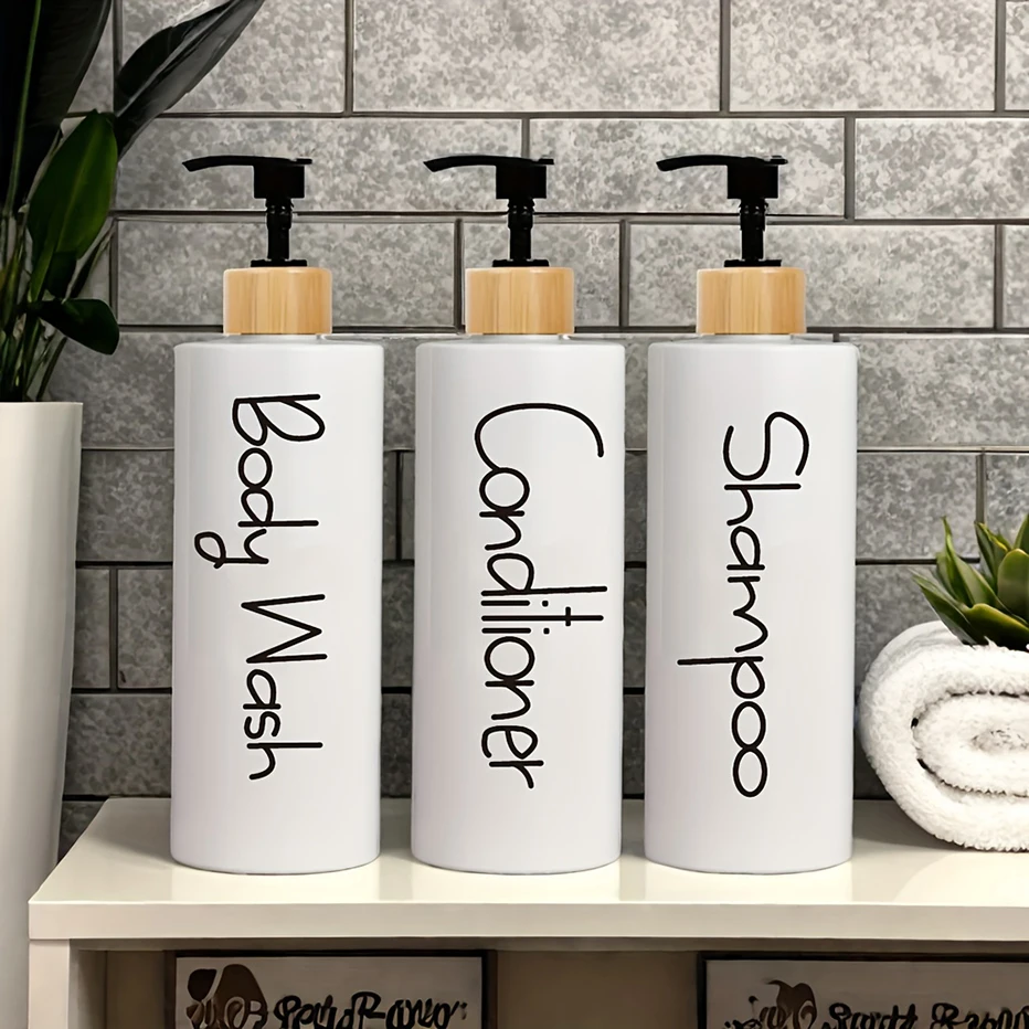 3PCS Bathroom Soap Dispenser Reusable Hand Pump Dispenser Bottle Bathroom Shower Gel Shampoo Refillable Bottle Container