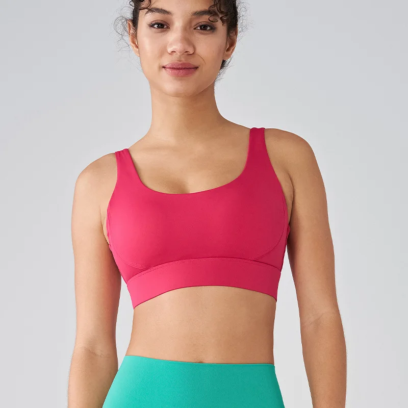 

Fixed Pads Women Sports Bra Adjustable U Back Closure Comfortable Yoga Gym Bras Active Leisure Sports Underwear Running Corset