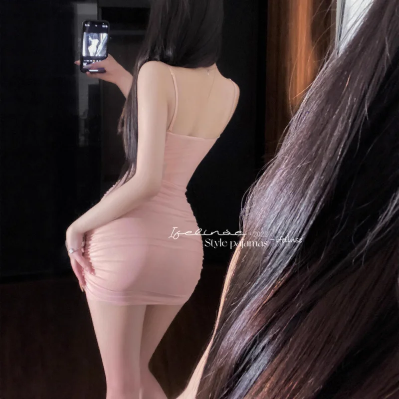 작은 가슴을 가진 여성용, 언더와이어, 시스루 바디콘 드레스, 디자이어 스타일, 스트랩 나이트드레스