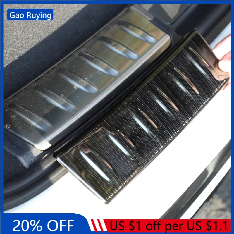 

For Jaguar F-PACE 2016-2021 Stainless Steel Black Car Rear Trunk Guard Plate Bumper Trim Interior Car Accessories