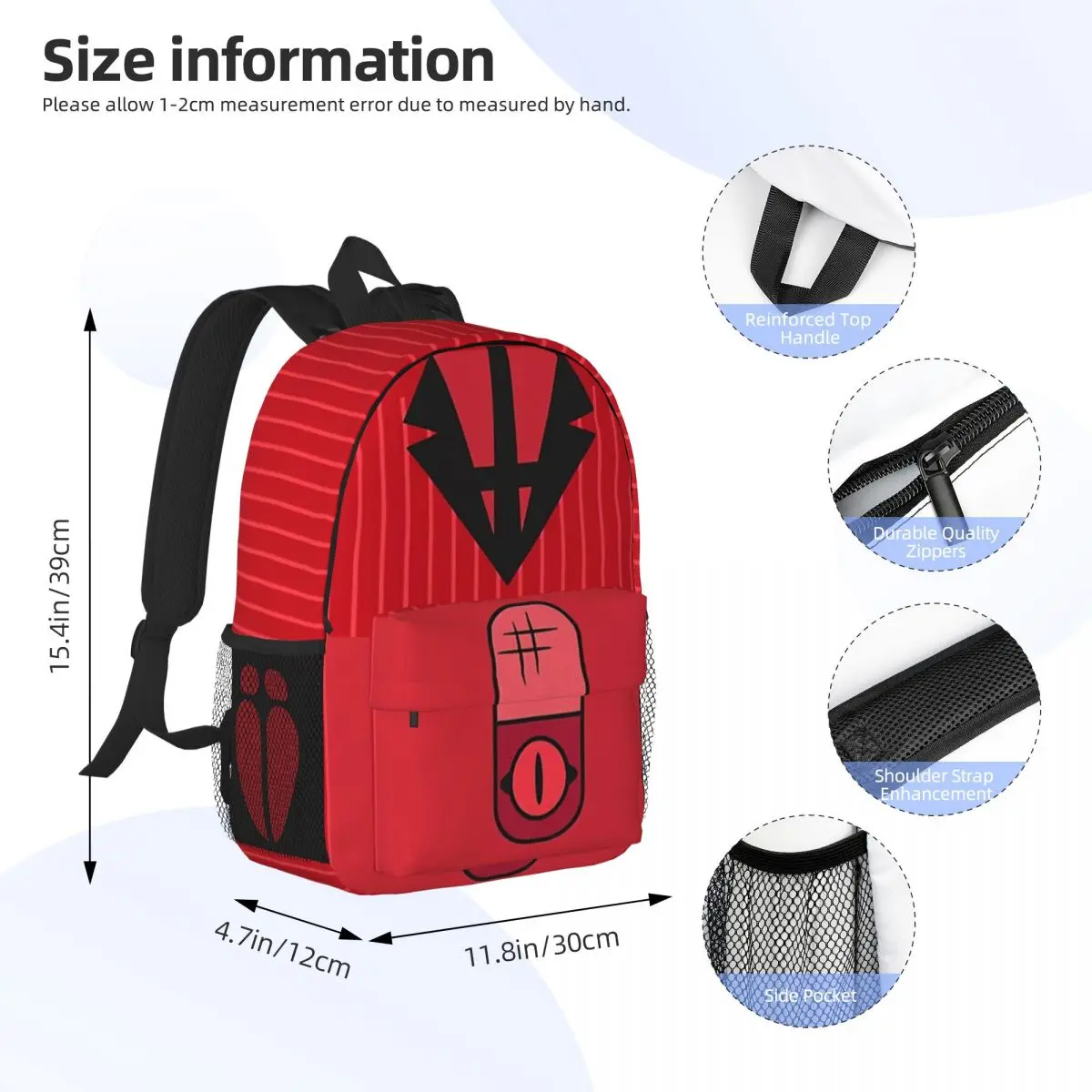 Radio Demon Bag For Girls Boys Large Capacity Student Backpack Lightweight waterproof Backpack 15in