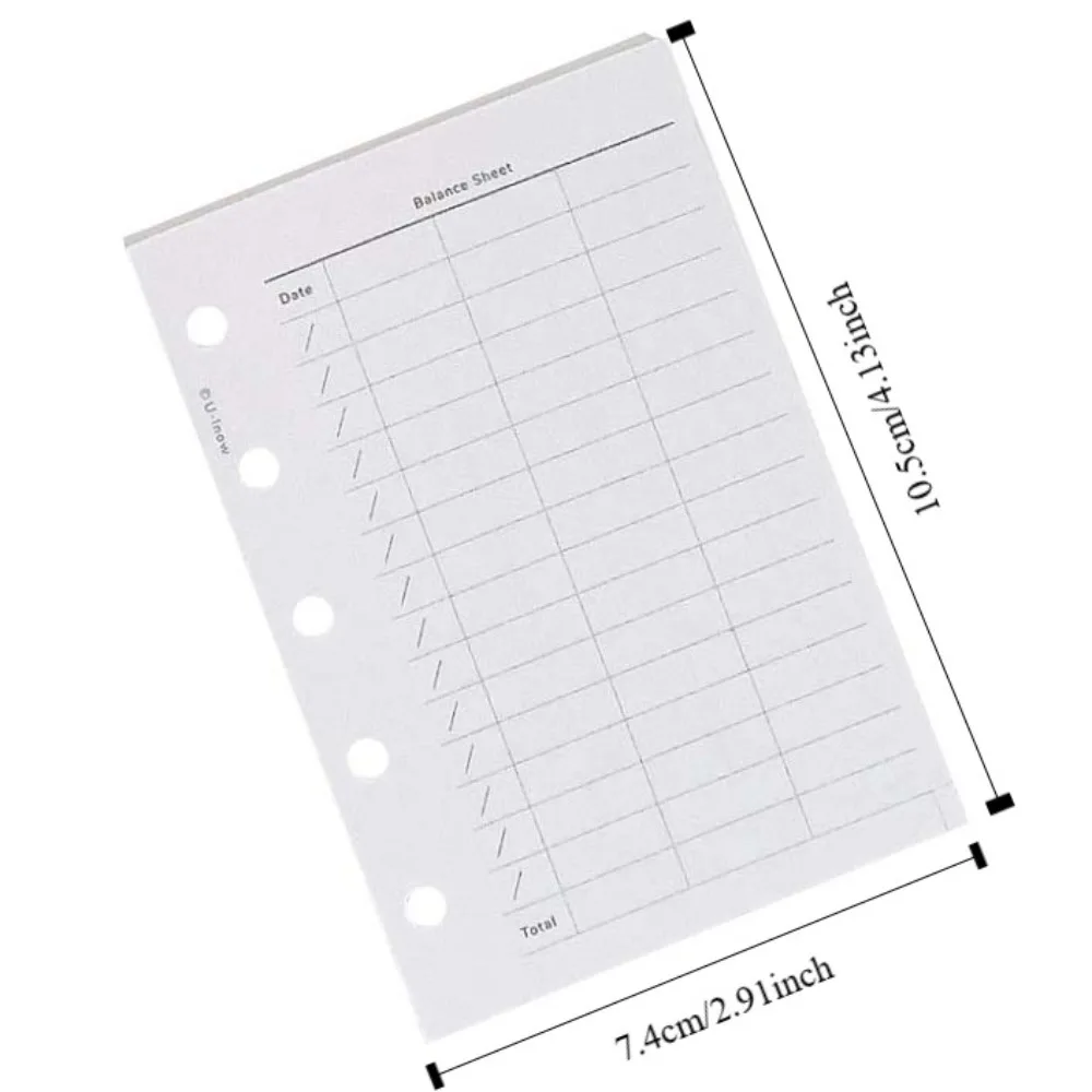 50 แผ่น M5 A8 หลวมโน้ตบุ๊คเติมกระดาษตาราง 5 หลุมด้านใน Refill Binder กระดาษหน้ากระดาษเครื่องเขียน To Do List