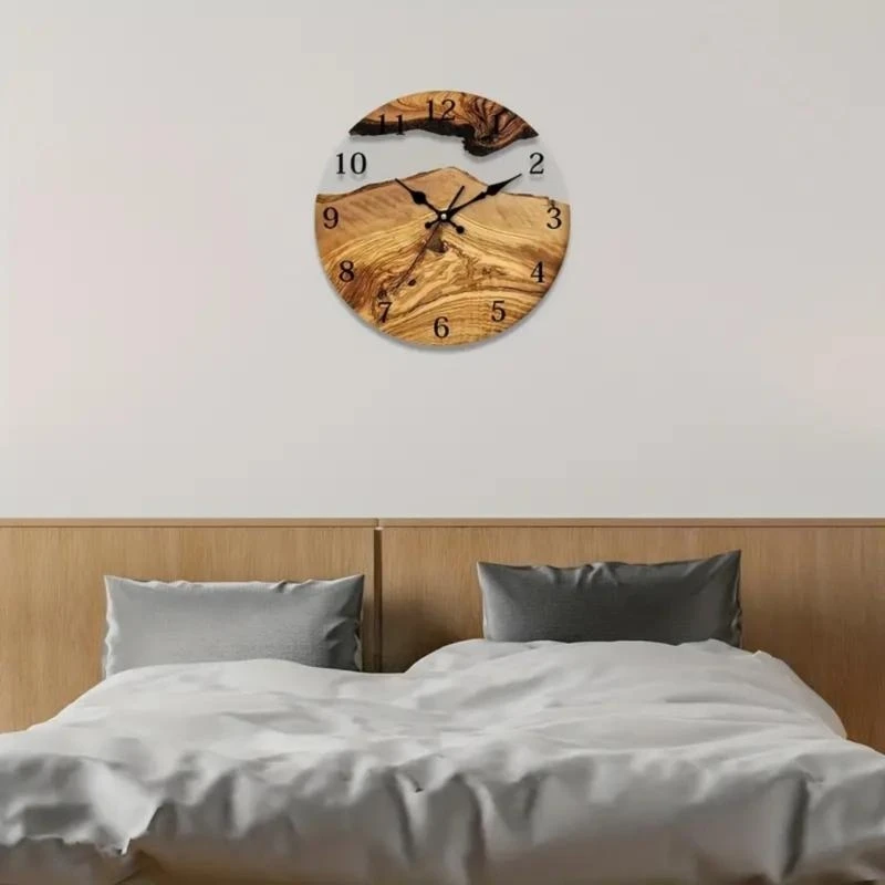 4X7B Grains and Clear Tempered Glass Wall Clock 30cm for Stylish Interior Decors