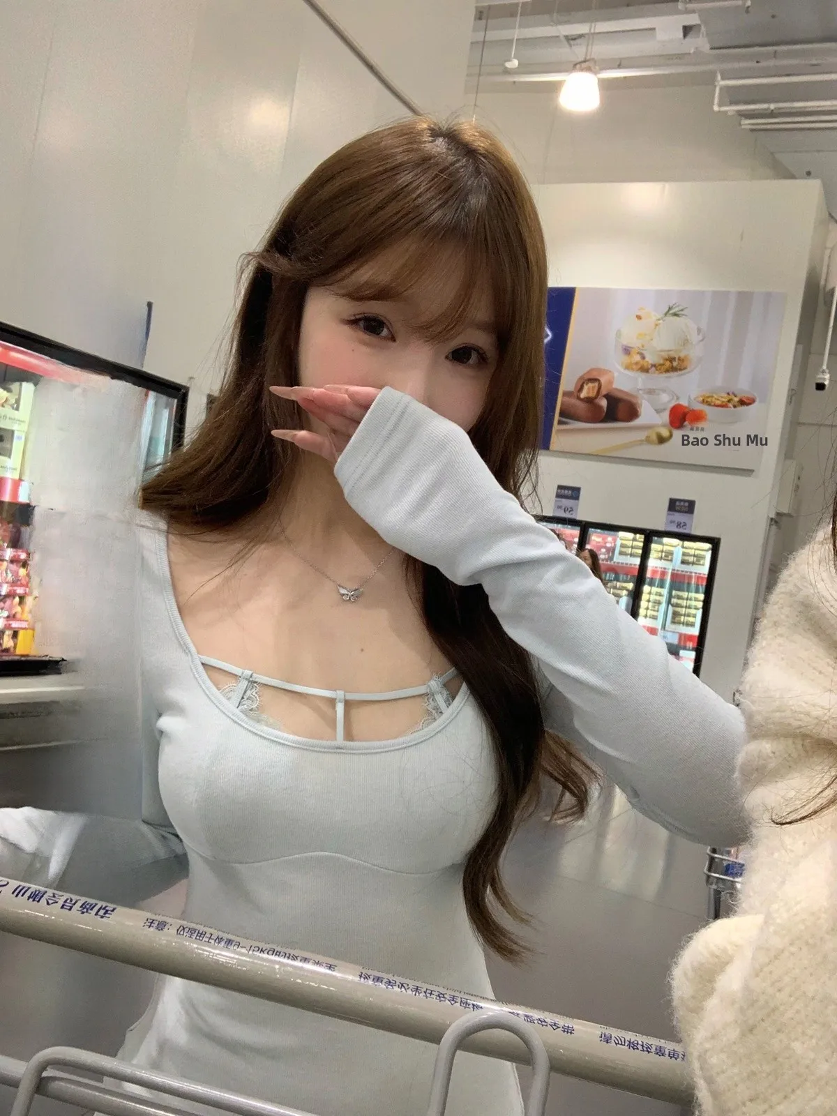 

Футболка Lukira Lace Long Sve, женская осенне-зимняя внутренняя одежда, облегающий базовый слой, искусственная двухсекционная футболка Hot Girl Sle, универсальная ...