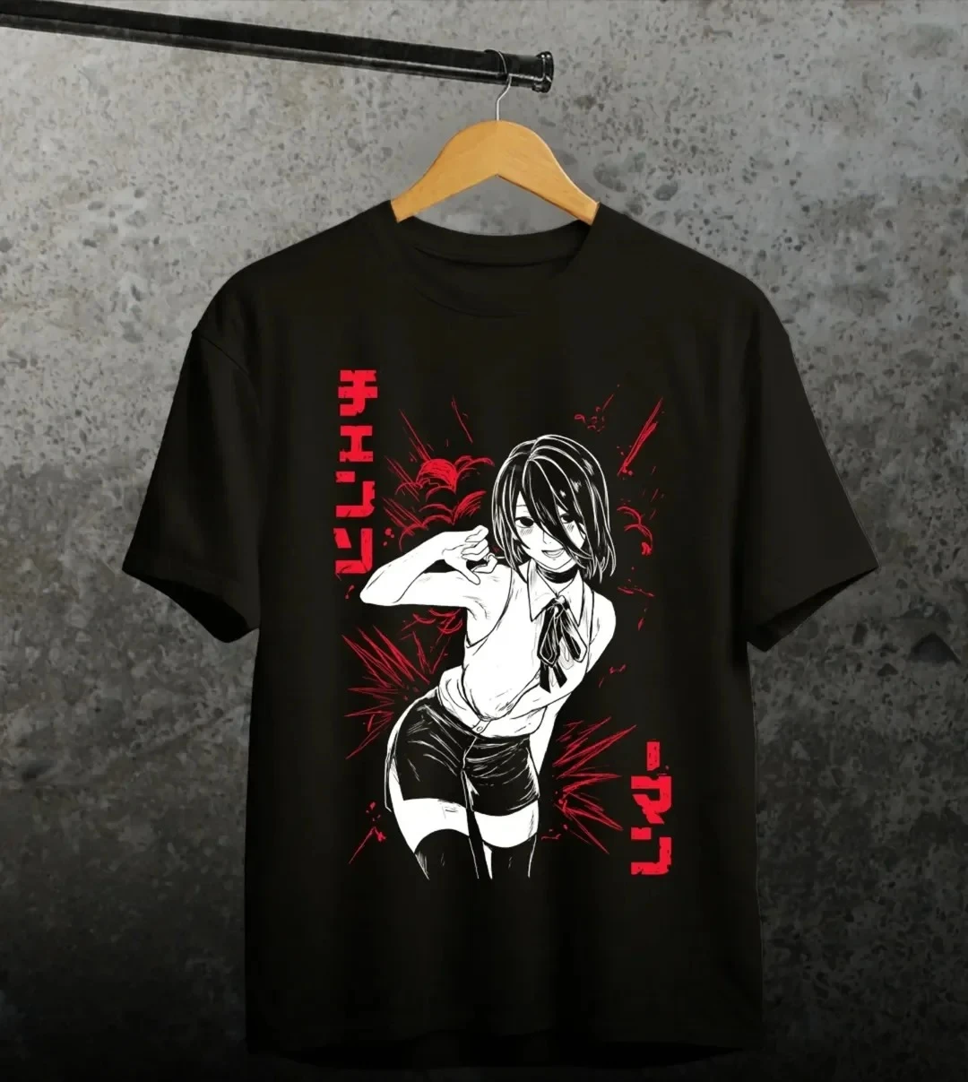 Chainsaw Man Anime Reze Denji Graphic Printed T-shirt Men's and Women's T-shirt Men's Top Sports T-shirt 2026 Summer New Tee